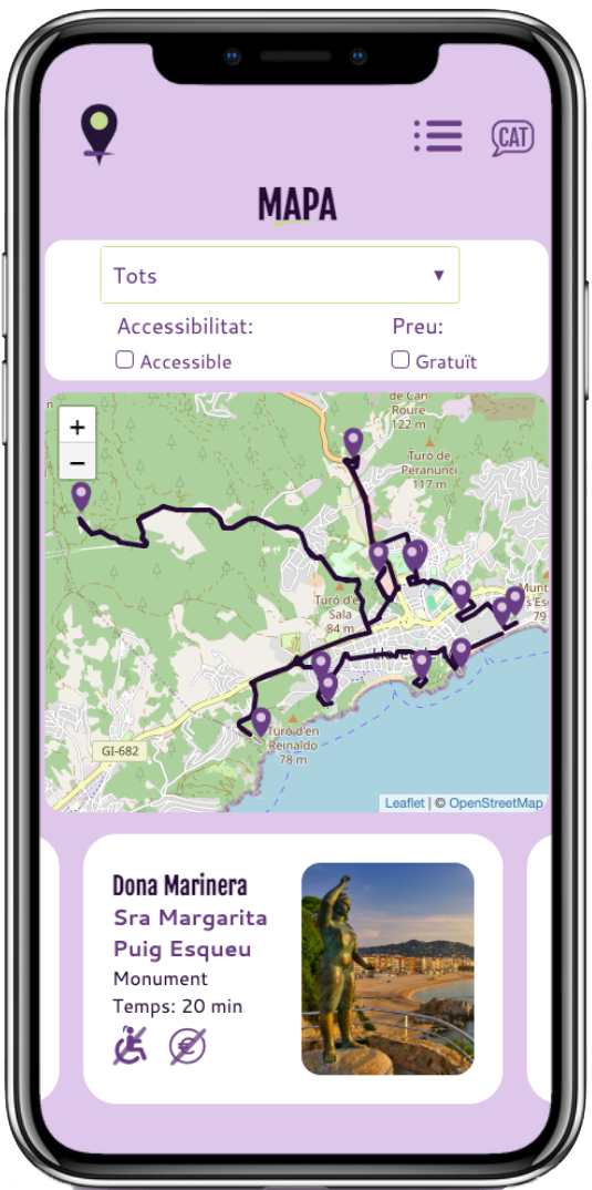 Imatge d'un mòbil amb la app oberta